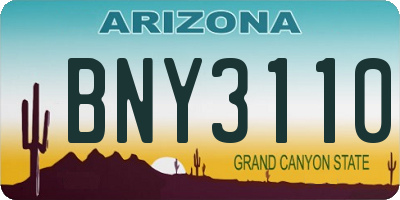AZ license plate BNY3110