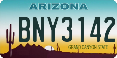 AZ license plate BNY3142