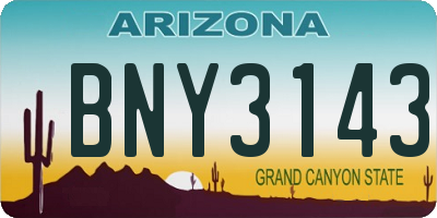 AZ license plate BNY3143
