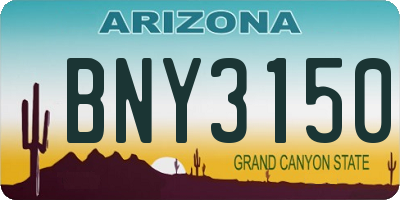 AZ license plate BNY3150