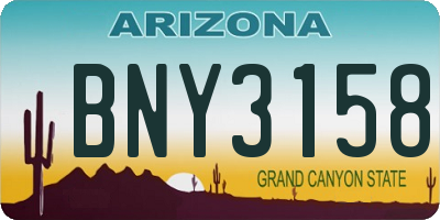 AZ license plate BNY3158