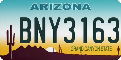 AZ license plate BNY3163