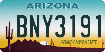 AZ license plate BNY3191
