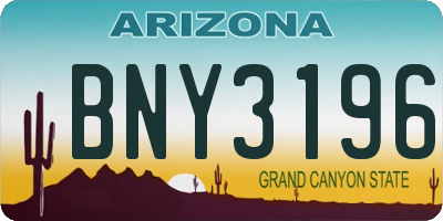 AZ license plate BNY3196
