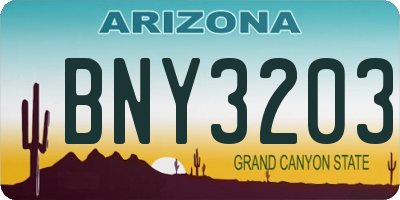 AZ license plate BNY3203