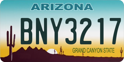 AZ license plate BNY3217