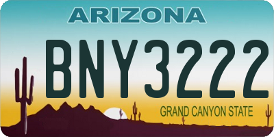 AZ license plate BNY3222