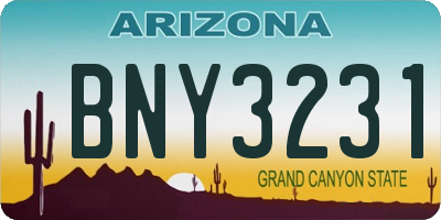 AZ license plate BNY3231
