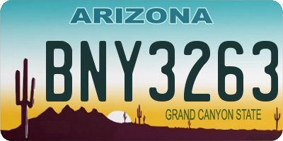 AZ license plate BNY3263