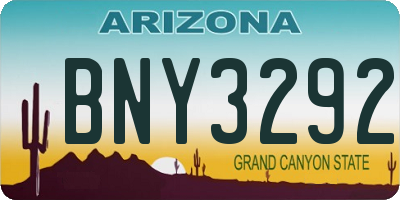 AZ license plate BNY3292