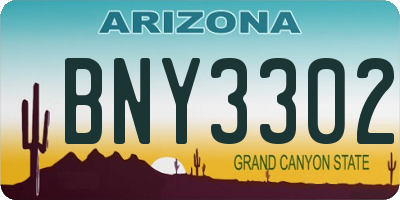 AZ license plate BNY3302