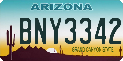 AZ license plate BNY3342