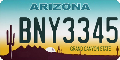 AZ license plate BNY3345