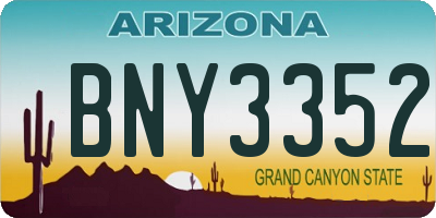 AZ license plate BNY3352