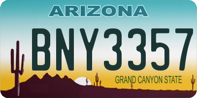 AZ license plate BNY3357