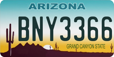 AZ license plate BNY3366