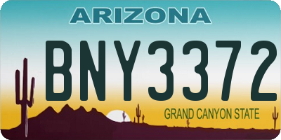 AZ license plate BNY3372