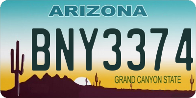 AZ license plate BNY3374