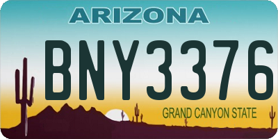 AZ license plate BNY3376