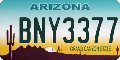 AZ license plate BNY3377