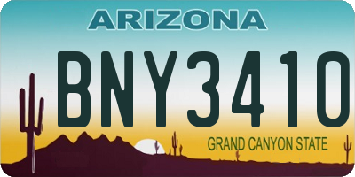 AZ license plate BNY3410