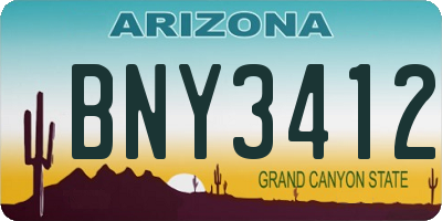 AZ license plate BNY3412