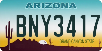 AZ license plate BNY3417