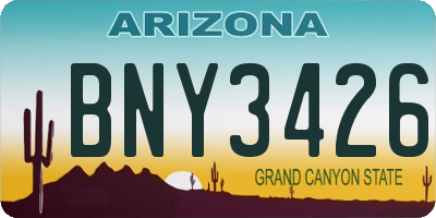 AZ license plate BNY3426