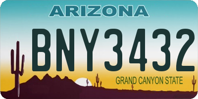 AZ license plate BNY3432