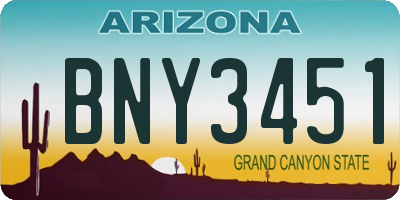 AZ license plate BNY3451