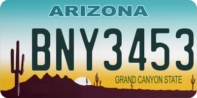 AZ license plate BNY3453