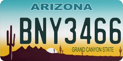 AZ license plate BNY3466