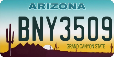 AZ license plate BNY3509