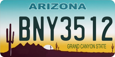 AZ license plate BNY3512