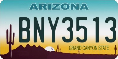 AZ license plate BNY3513
