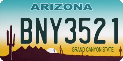 AZ license plate BNY3521