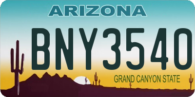 AZ license plate BNY3540