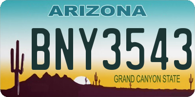 AZ license plate BNY3543