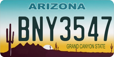 AZ license plate BNY3547