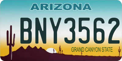 AZ license plate BNY3562