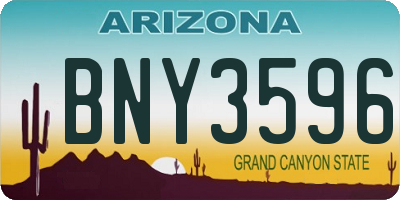 AZ license plate BNY3596