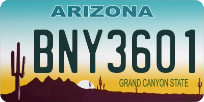 AZ license plate BNY3601