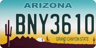 AZ license plate BNY3610