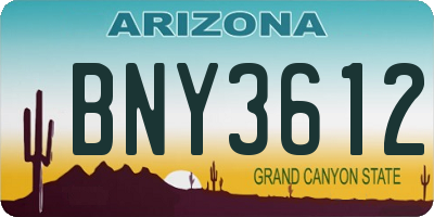 AZ license plate BNY3612