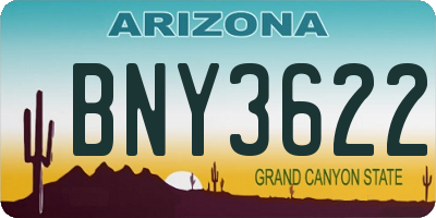 AZ license plate BNY3622