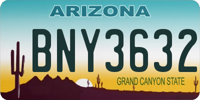 AZ license plate BNY3632