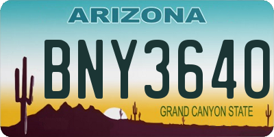 AZ license plate BNY3640