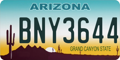 AZ license plate BNY3644