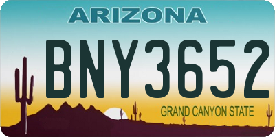 AZ license plate BNY3652
