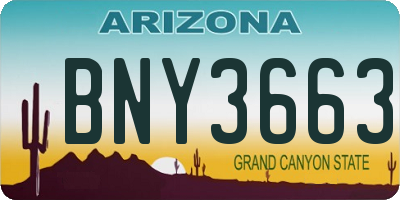 AZ license plate BNY3663